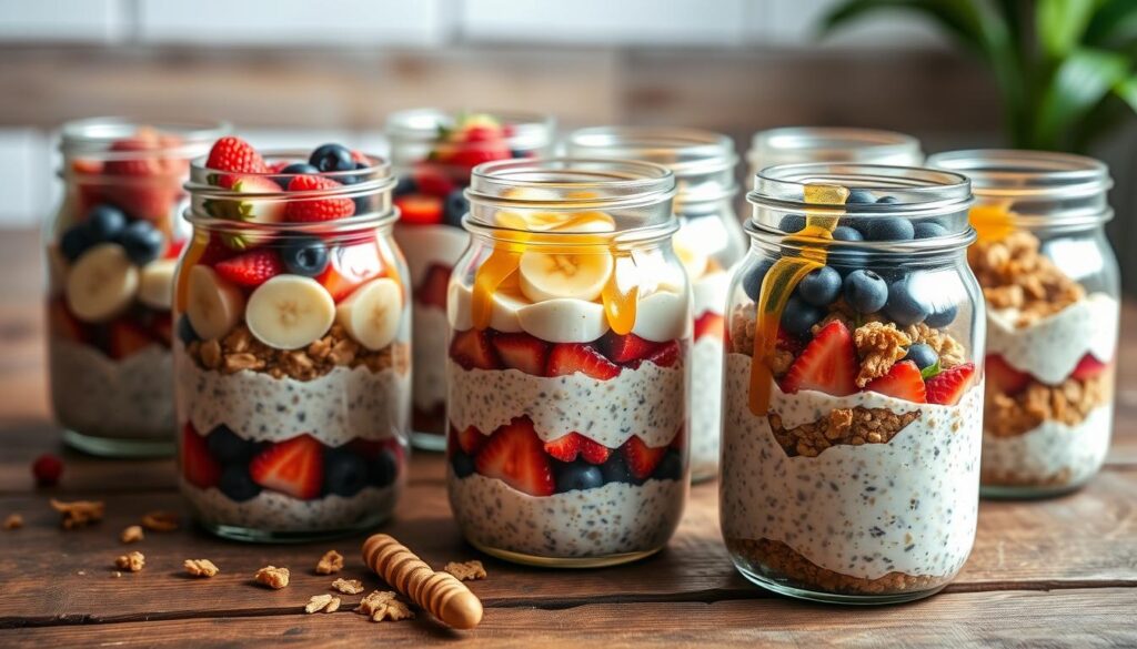 Creative breakfast parfaits with overnight oats