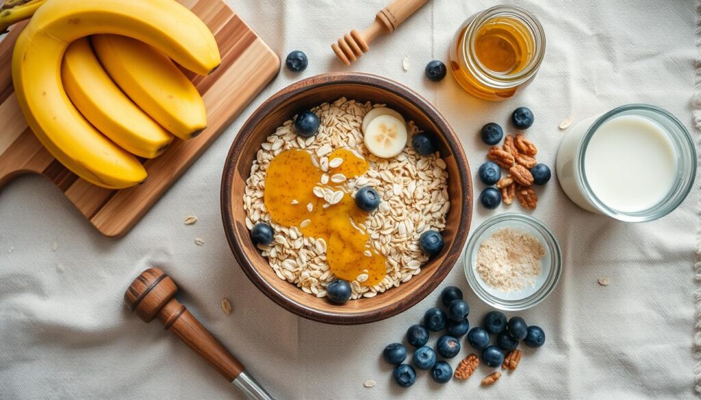 Key ingredients for baked oatmeal recipe