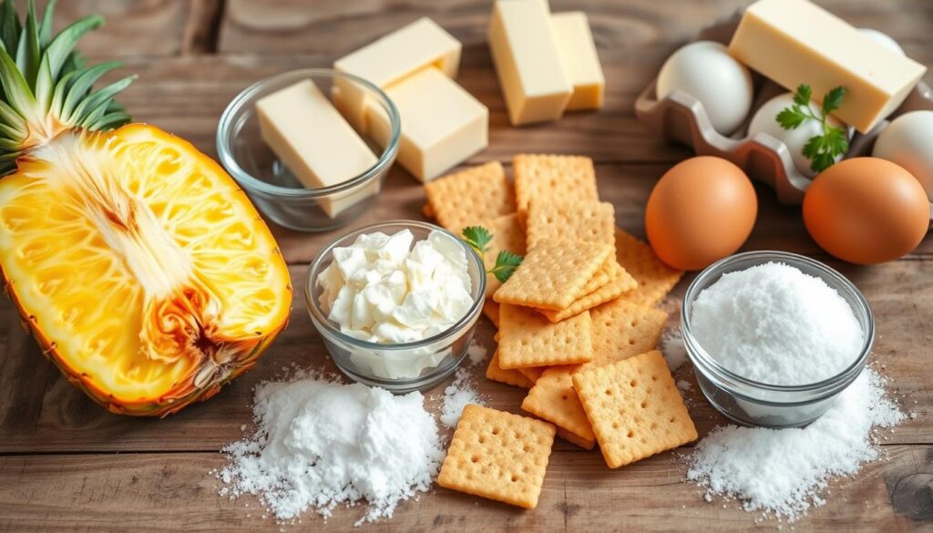 Key ingredients for southern pineapple casserole