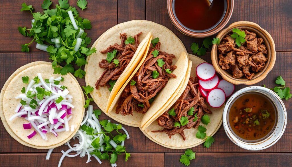 birria taco assembly