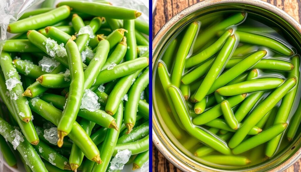 nutrition comparison of frozen and canned green beans