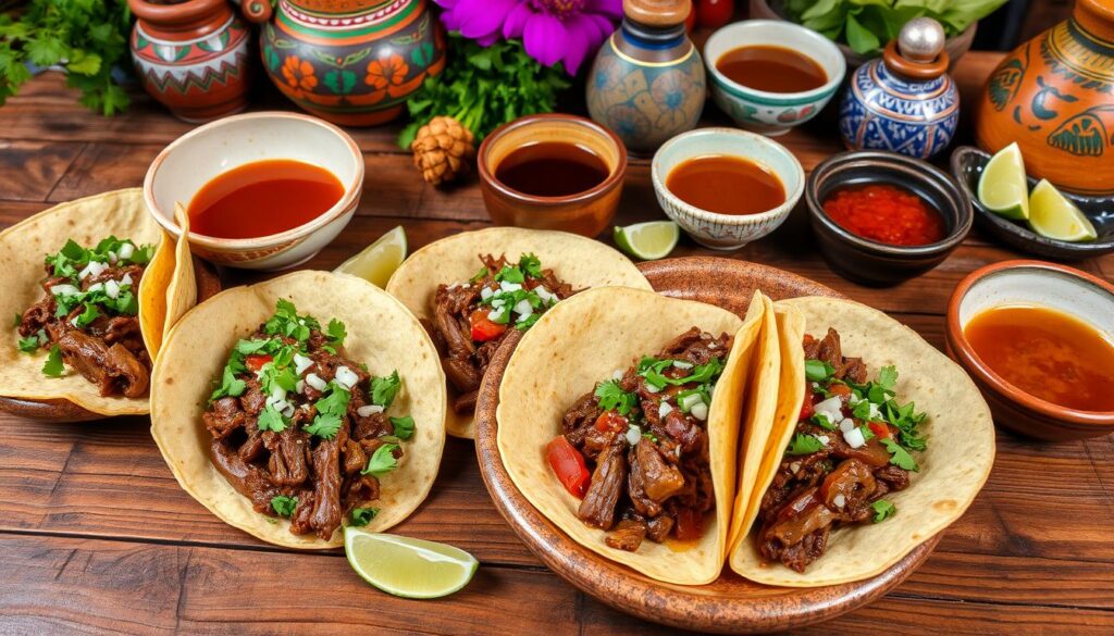 serving birria tacos