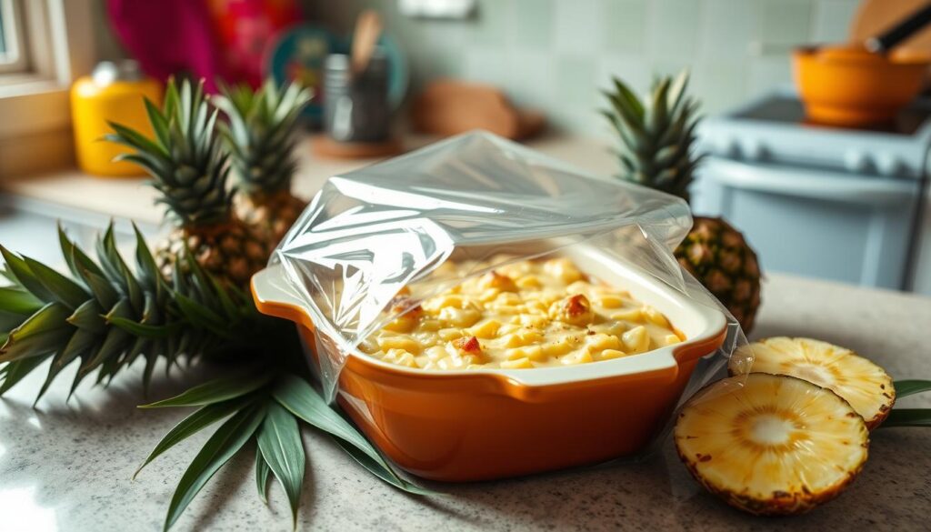 storing creamy pineapple casserole