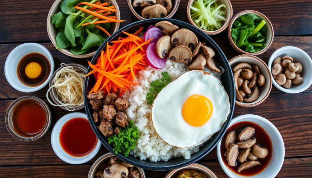 Bibimbap Ingredients Display