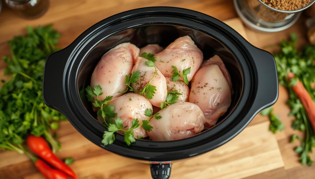 Can you put raw chicken in a slow cooker