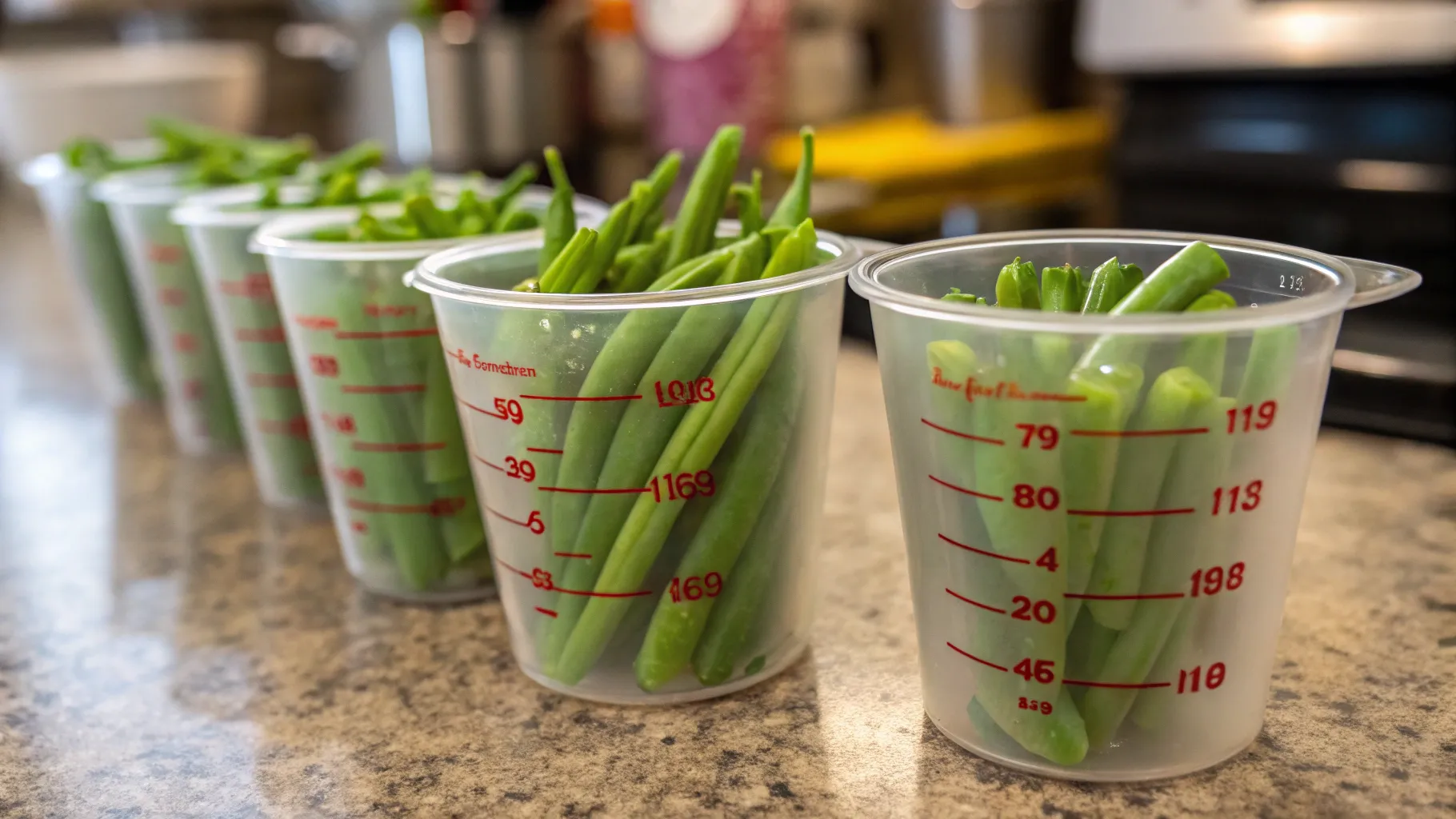 Measuring a cup of fresh green beans