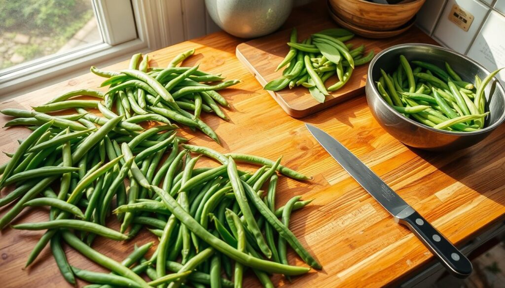 cleaning green beans for canning