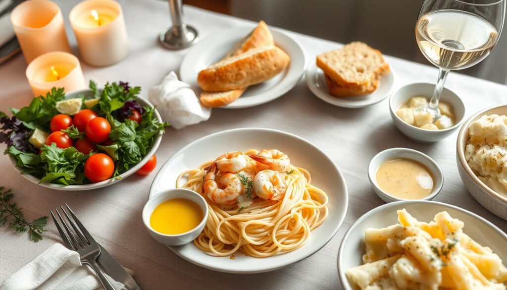 complementary dishes for shrimp fettuccine alfredo