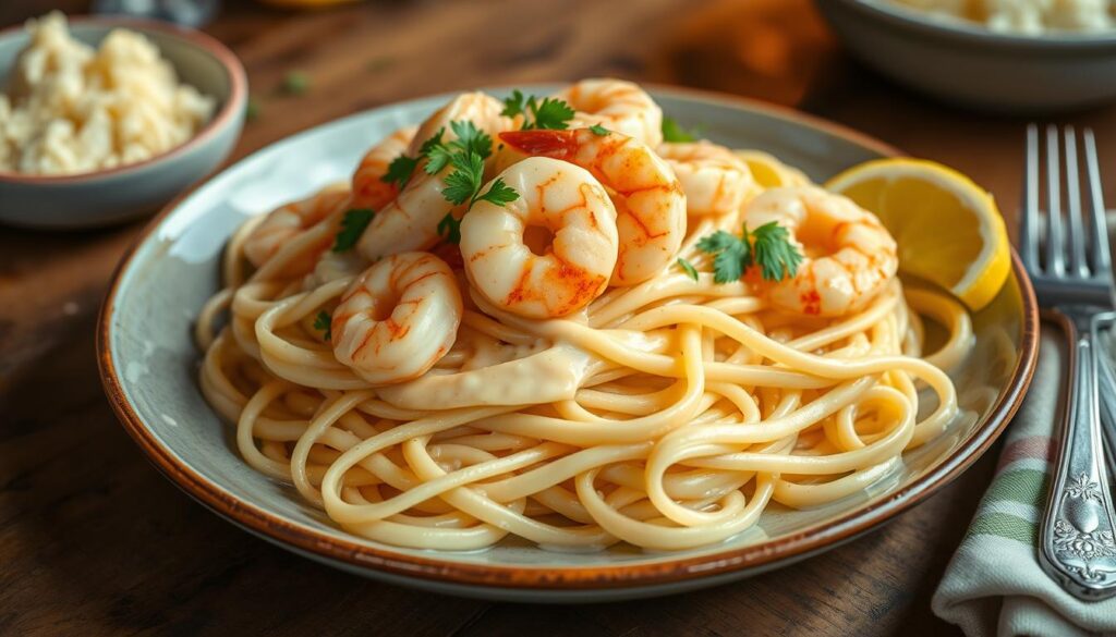 homemade shrimp fettuccine alfredo